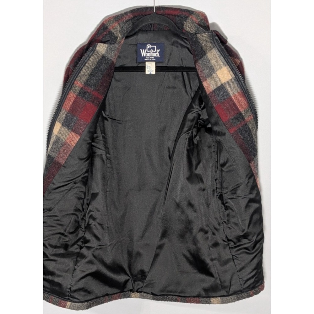 Vintage (80s) Woolrich Plaid Wool Blend Coat Jacket 16056 Small Made USA Rugged - Picture 8 of 9